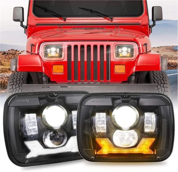 1987-1995 Jeep YJ Led Headlights 5x7 Projector Headlights Jeep Wrangler Square Headlights