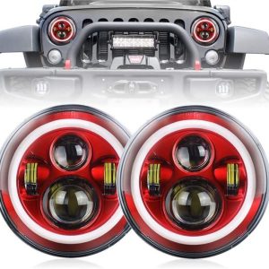 7 polzades llums halo vermell per Jeep Wrangler Red Halo fars per Jeep Wrangler JK