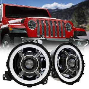 9 polzada rodó Halo LED Headlight Kit de conversió per a jeep Wrangler JL