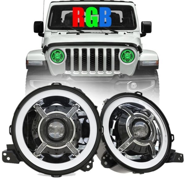 Nou llum d’arribada que canvia els llums led Halo de 9 polzades per a fars leds Jeep Wrangler JL 2018+ RGB JL