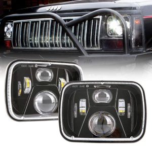 5x7 polzades LED fau rectangular de 60W amb feix elevat / elevat per a Jeep YJ XJ MJ i per tot terreny