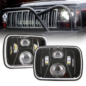 DOT homologat 5x7 polzades de 60 W LED quadrat Segellat Hi / Lo Faixa Negre / Plata Per Jeep YJ XJ MJ i Per tot terreny