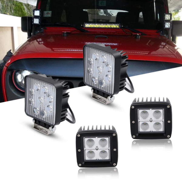 Llum de treball LED de marca electrònica 16w Llum de treball quadrat per inundació del feix per a tot terreny per a la jeep