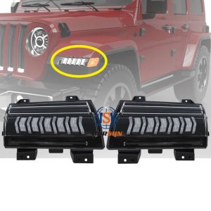 Morsun Front Fender va encendre la llum de dia durant els darrers anys amb senyals de gir seqüencials per al 2018+ Jeep Wrangler JL Sahara Rubicon