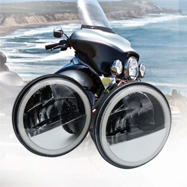 Morsun LED conducció llums de boira per Harley-davidson Fog Lamp amb Angel Eyes DRL