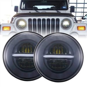 Morsun Round LED Headlamps amb Halo Angel Eyes DRL Headlight per Jeep Wrangler JK