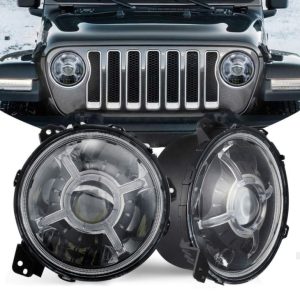 Els nous fars LED de 9 polzades rodons Halo DRL per a Jeep Wrangler JL 2018 2019 Faràs de llum de faig baix actualitzats amb llums diürns de dia